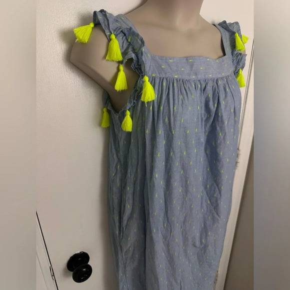 Vineyard Vines Light Blue Dress Neon Tassels Swiss Dot Size Girls 16 XL #1300 - Picture 4 of 9
